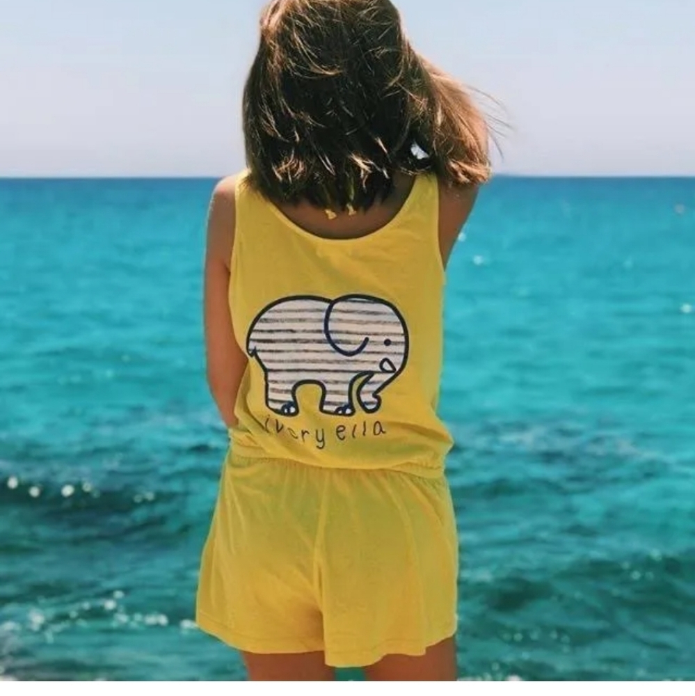 Ivory ella yellow romper size small women's also fits girls size 14-16